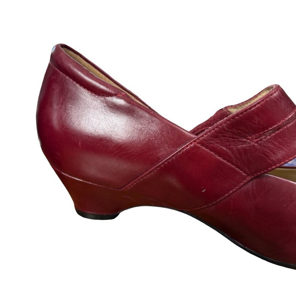 Ziera Kumfs Veil Burgundy Kitten Heels Mary Jane Leather Shoes Comfort 39/ 8.5 W - Picture 3 of 16